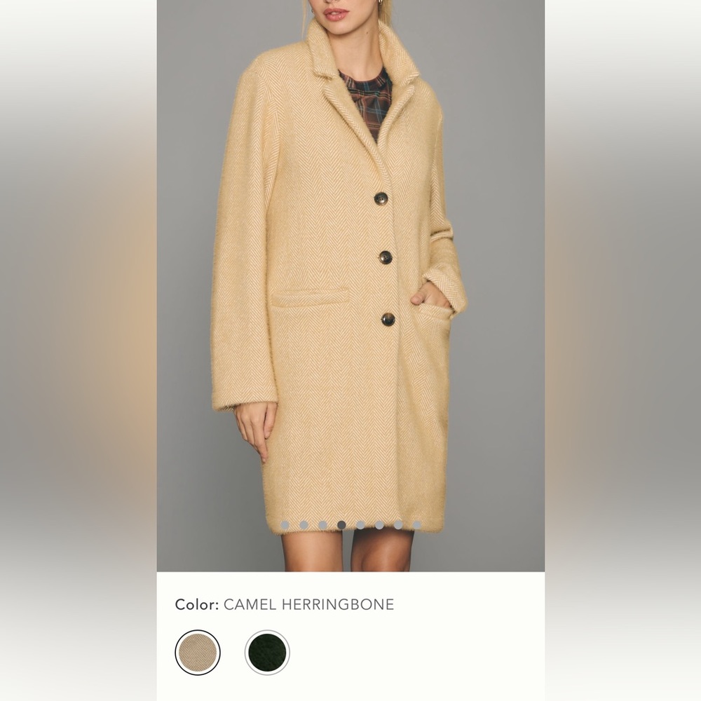 Sanctuary For Anthropologie Camel Herringbone Long Coat - Picture 3 of 13